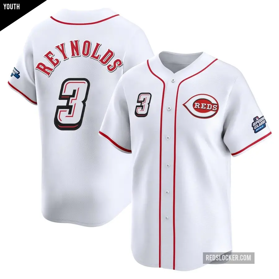 Youth Cincinnati Reds ＃3 Matt Reynolds Limited White 2025 Speedway Classic Alternate Jersey