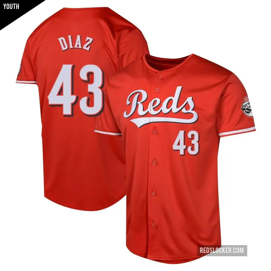 Youth Cincinnati Reds ＃43 Alexis Diaz Limited Red Alternate Jersey