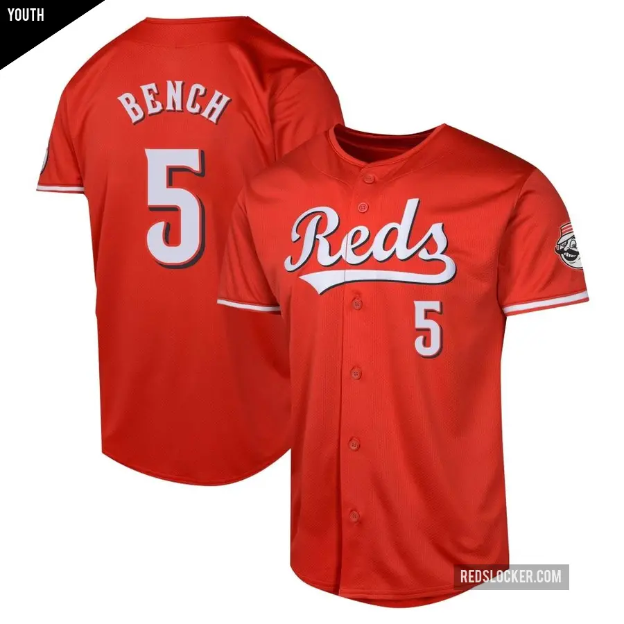 Youth Cincinnati Reds ＃5 Johnny Bench Limited Red Alternate Jersey
