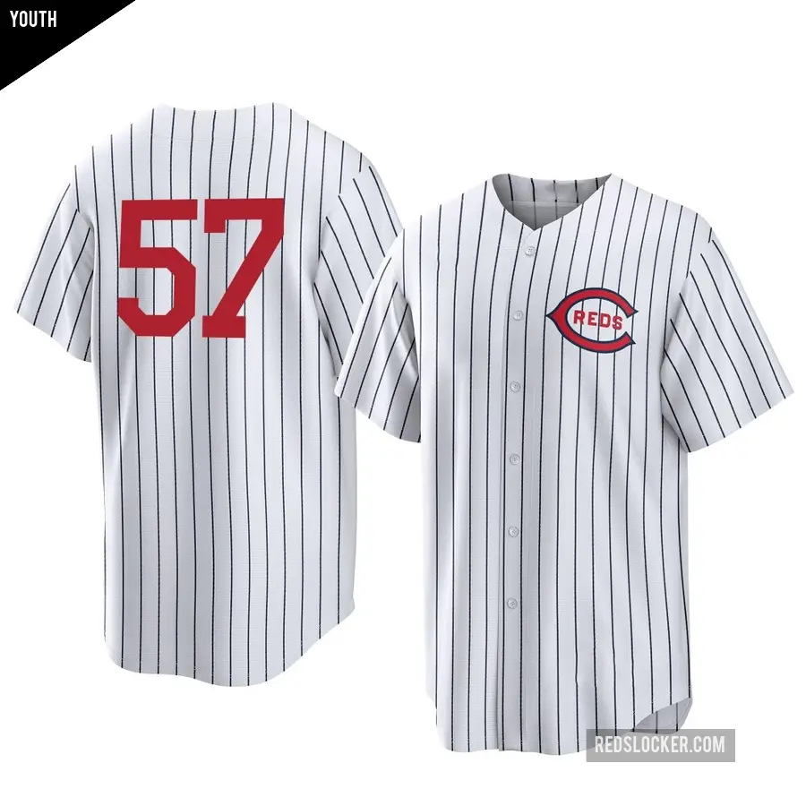 Youth Cincinnati Reds ＃57 Rece Hinds Replica White 2022 Field Of Dreams Jersey