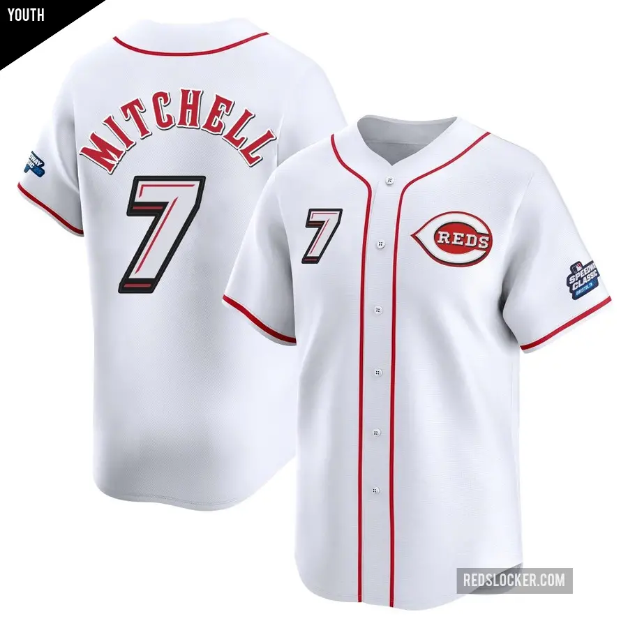 Youth Cincinnati Reds ＃7 Kevin Mitchell Limited White 2025 Speedway Classic Alternate Jersey